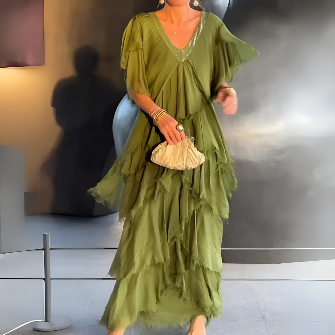 Valerie | Κομψό μακρύ φόρεμα με δαντέλα